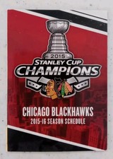 Chicago Blackhawks 2015-16 NHL pocket schedule- Stanley Cup Champions