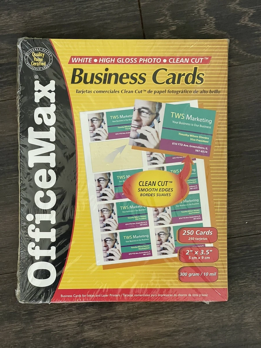 Office Max 250 Business Cards For Inkjet Laser Printers White