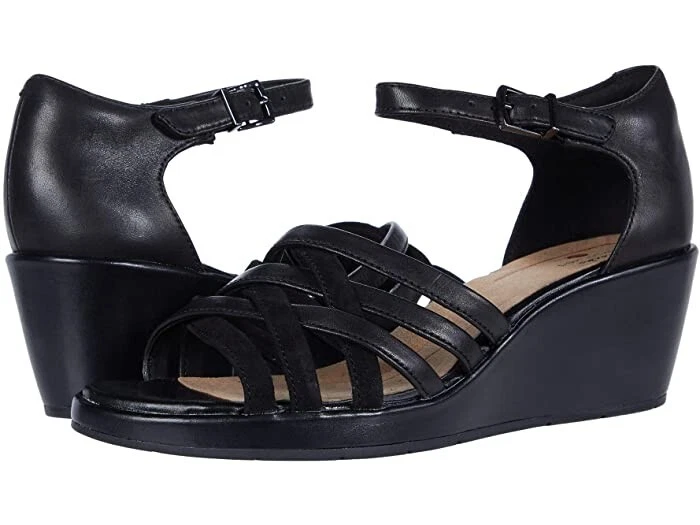 Sandali donna Clarks con zeppa UN PLAZA VIBE neri combinazione varie misure