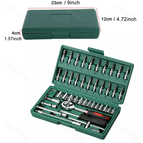 46Pcs Socket Wrench Set 1/4" Drive Ratchet Metric Kit Garage Car Repair Tool USA - Picture 18 of 23
