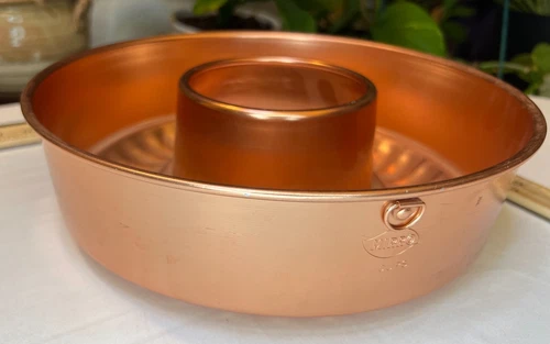 Vintage Mirro 11 Cup Copper Clad Aluminum Jello Cake Mold Bundt Pan Round