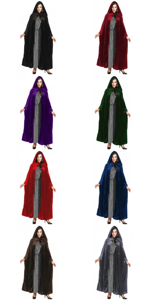 ВЗРОСЛЫЙ БАРХАТ С КАПЮШОНОМ ПЛАЩ КОРОЛЬ КОРОЛЕВА РЕНЕССАНС СРЕДНЕВЕКОВЫЙ КОСТЮМ ПЛАЩ ХАЛАТ 52» - Изображение 2 из 2