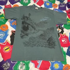 Vintage 90s Dolphin Ocean Board Riding Surf Boat Water Tee