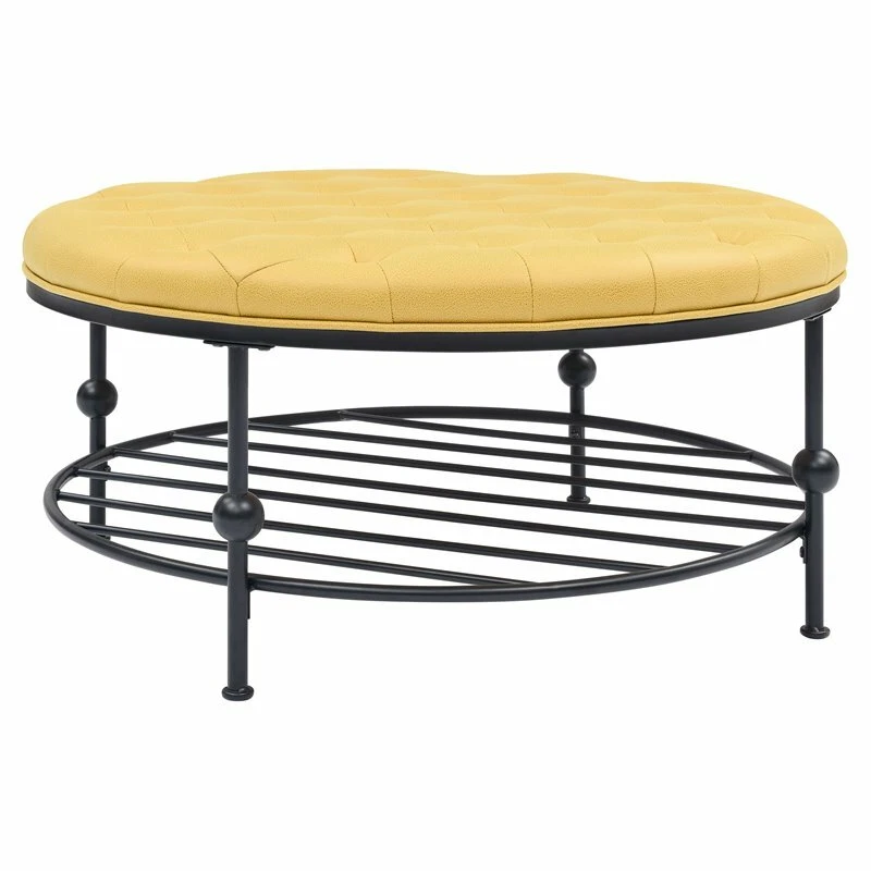 Leather tufted sale cocktail ottoman
