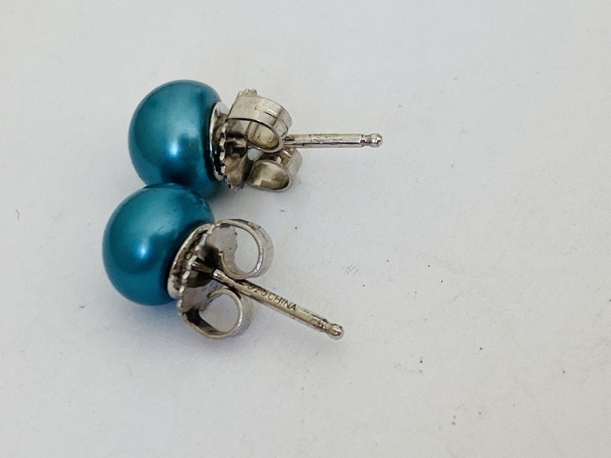 Honora Cultured Teal Blue Pearl Sterling Silver Stud