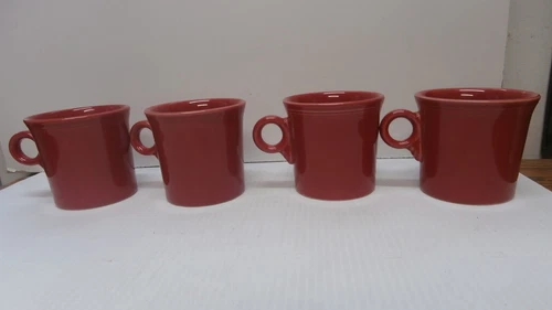 Fiesta Ware Coffee Mugs Ring Handle Homer Laughlin HLC USA Cups Set Of 4 Vintage