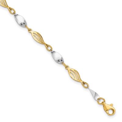 Real 14kt Two-tone Chain Bracelet; 7 inch; Lobster (Fancy) Clasp | eBay