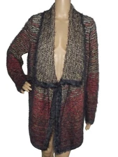 Nic+Zoe Cardigan Sweater Womens Large Artzy Open Front Drape Shawl Eyelash Fuzzy
