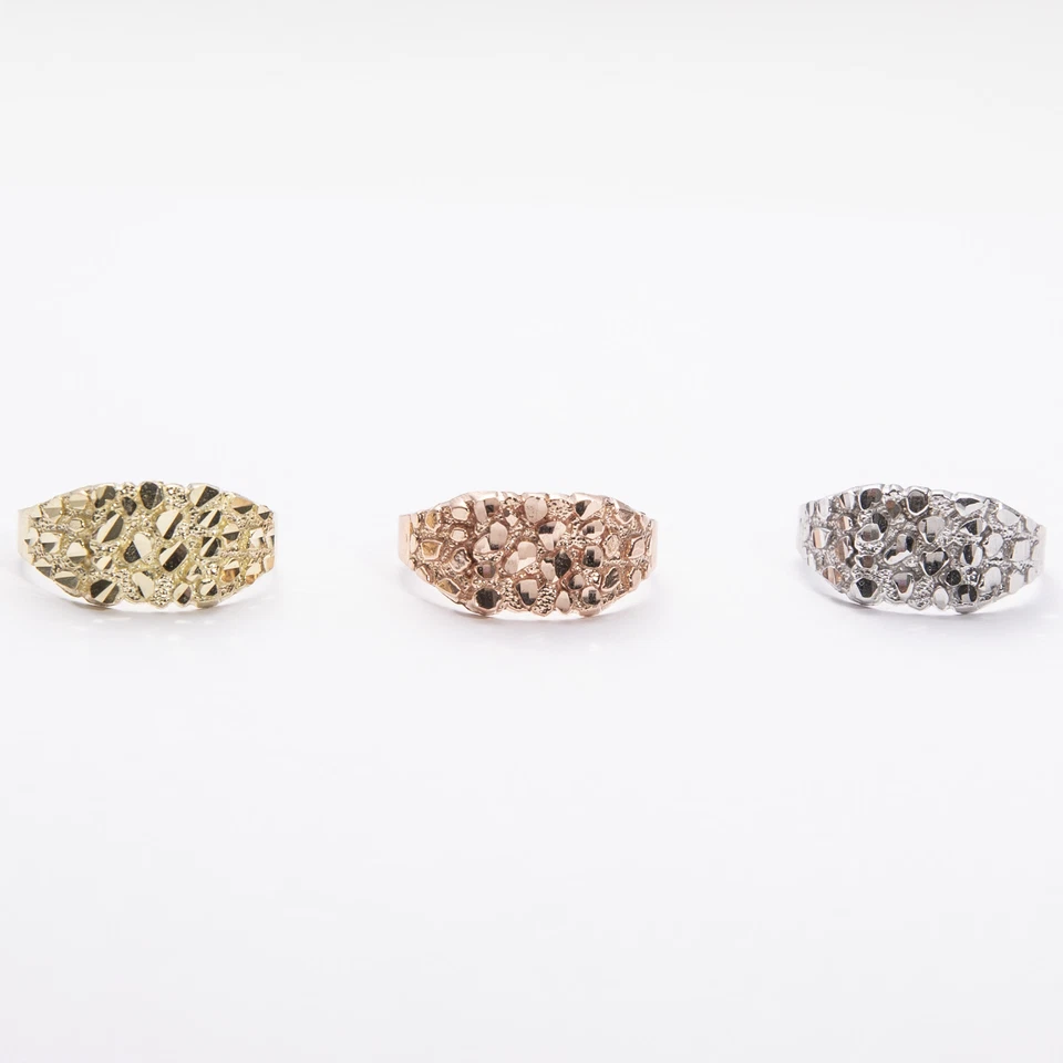 SOLID 14K Gold Square Nugget Ring 14K Yellow White Rose Gold - Image 2 of 4