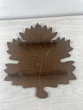 Vintage Maple Leaf Wood Spoon Holder With Shelves 12 Inches Tripar International