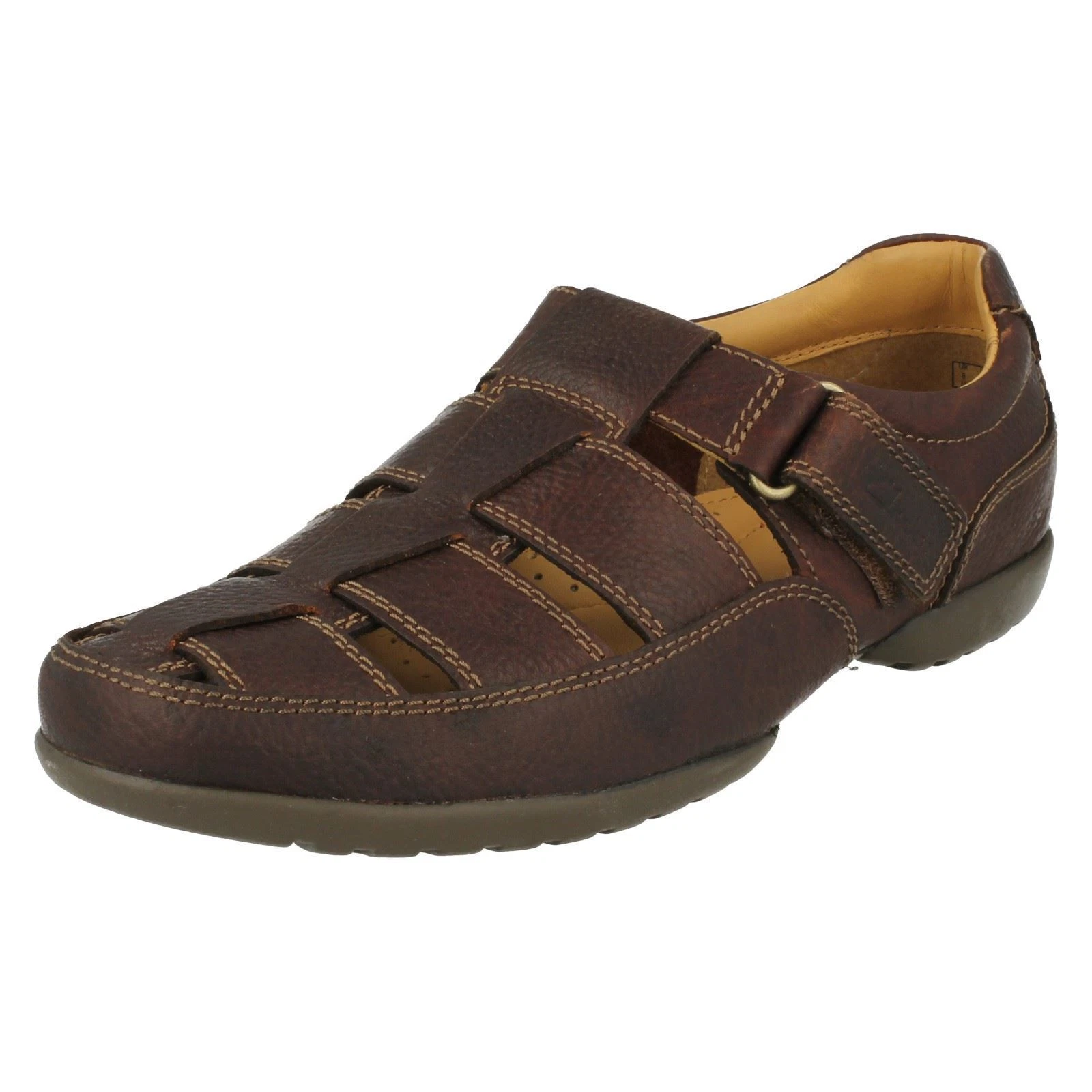 Sandali uomo Clarks in pelle con gancio e passante reclinabili aperti misura H