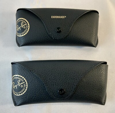 Ray-Ban Black Sunglasses Case with Gold Logo New Ray Ban Black Leather Wrap Glasses Case with Gold Logo  main image 4