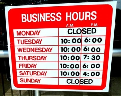 MYSIGNBOARDS OPEN CLOSED BUSINESS HOURS SIGN Store Static Cling Window New ebay LOWEST PRICE