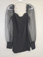 Lucy in the Sky Las Angeles Black Short Bodycon Sheer Sleeve Dress Sz S