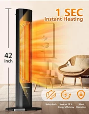 1500WOutdoor Electric Patio Heater42in Infrared Heater with Remote 9 Heat Level