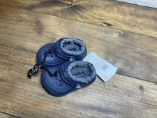 Crocs Classic Lined Clog C4 Kids Navy Blue Fuzzy Lined Slip On Shoes NWT