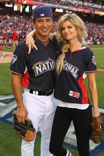Mario Lopez and Marisa Miller attend the Taco Bell All-Star Legend- Old Photo