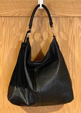 LUCKY BRAND Large Leather Shoulder Bag Purse Handbag w/Tassel - Black VGC
