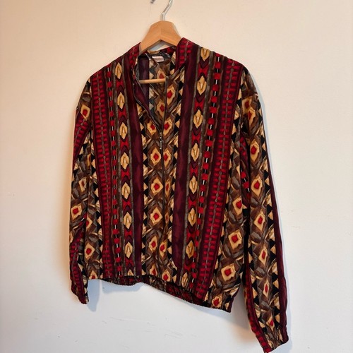 Veste zippée vintage imprimée abstraite - Photo 2/4