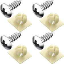 License Plate Screws With Nylon Inserts - Stainless Steel Rust Proof Set Of 4 License Plate Screws With Nylon Inserts - Stainless Steel Rust Proof Set Of 4