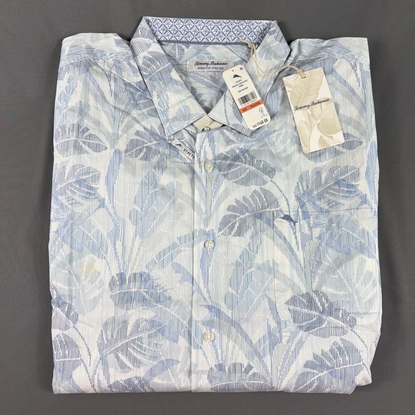 Tommy Bahama Shirt Misty Fronds Print 3XLB Dew Drop Cotton Polyester MSRP $148