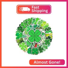 Four Leaf Lucky Clover Stickers 50Pcs St Patricks Day Theme Waterproof Vinyl De
