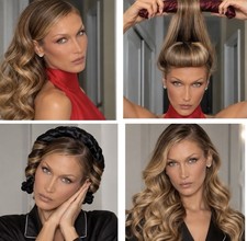 Set Of 2 Overnight Heatless Hair Rods Curler Storage Bag Satin Black Velvet Red