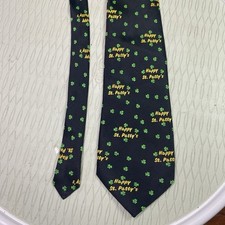 Parquet Mens St. Patrick Day Black/Green Shamrock Irish Novelty Fun Tie 58  