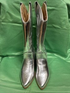 Soda Women Cowboy Western Stitched Heel Boot Pointy Toe Mid Shaft ORVILLE Silver