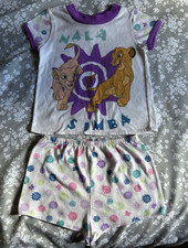Vintage Disney The Lion King Girls 2pc Pajama Shorts Set Size 4 Nala Simba White