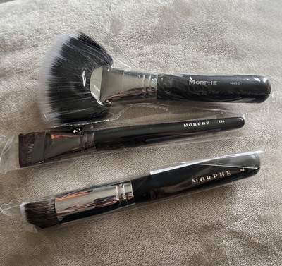 MORPHE Makeup Brushes LOT Of 3; M495 Fan Brush, E16 Contour Brush, M6 Buffer