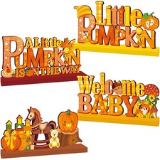 4Pcs Little Pumpkin Baby Shower Decorations, Fall Baby Shower Decorations, We...