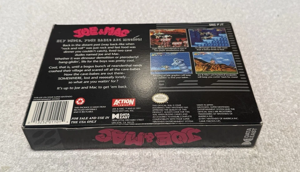 Joe & Mac 1991 - Super Nintendo SNES Game - Complete CIB - Image 4 of 4