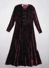 Vintage Liz Claiborne Dress 12 Burgundy Velvet Asian Whimsigoth Midi Grunge 90s