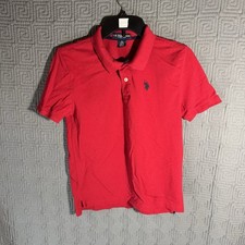 US Polo Assn. Collard Shirt Boys Size Xl 14/16 Solid Red Short Sleeve