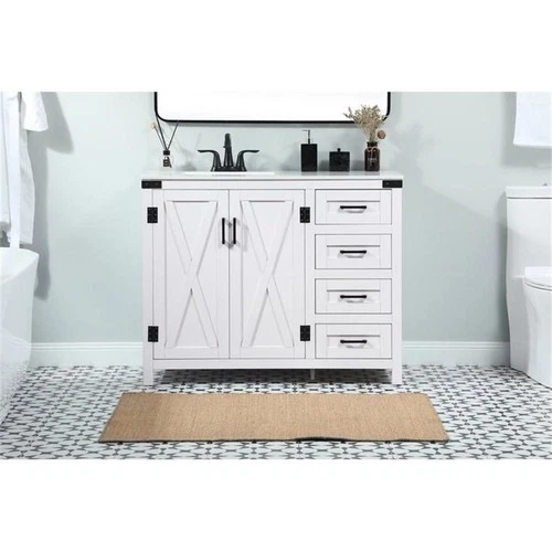Elegant Decor Grant 42" Aluminum MDF Single Bathroom Vanity in White - Picture 7 of 8