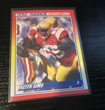 Score 1990 Keith Sims #648 Rookie Miami Dolphins NFL Football Trading Card. rookie card picture