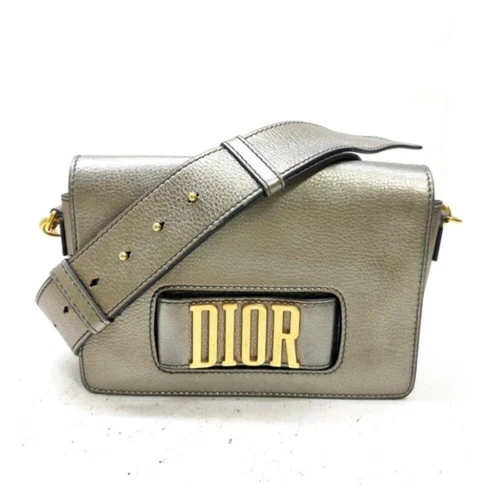 Sac bandoulière Christian Dior en cuir argenté 510 031825