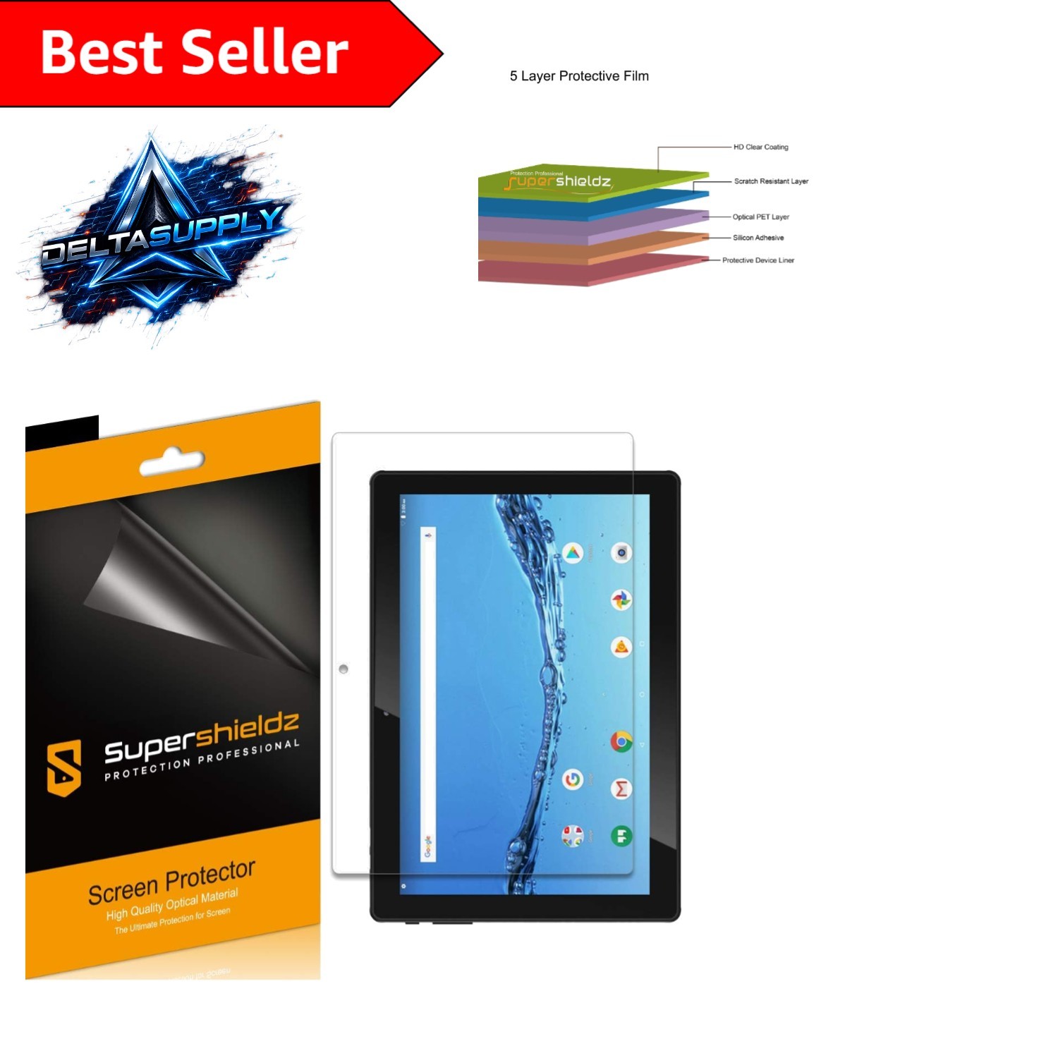 High Definition 10.1-Inch Tablet Screen Protectors - Clear, 