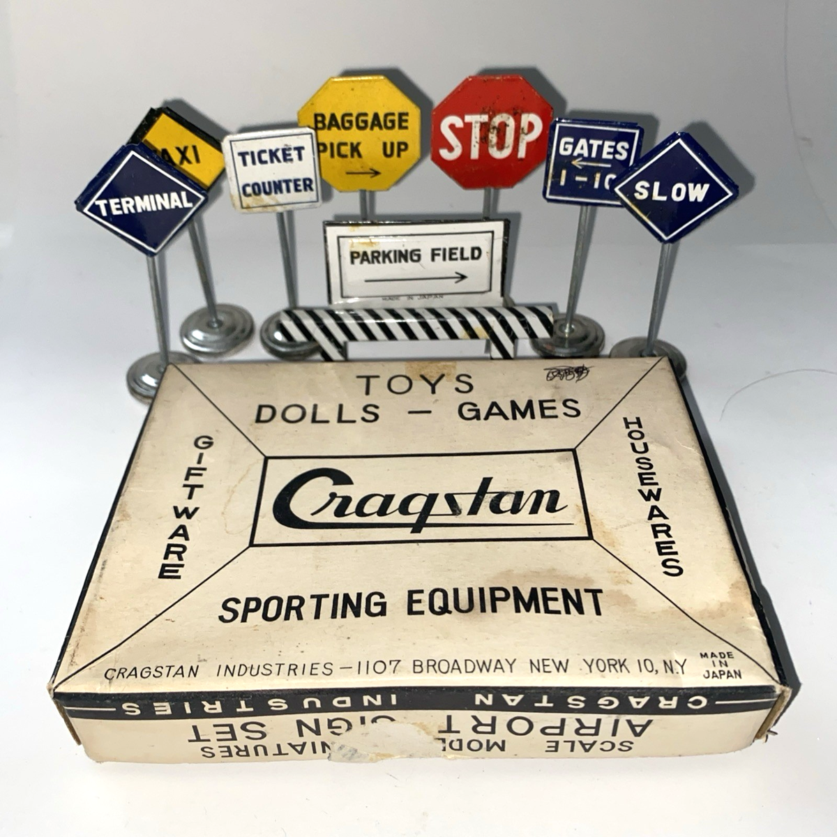 Cragstan Airport Tin Sign Set Scale Model Miniatures w/ Box ~ Made