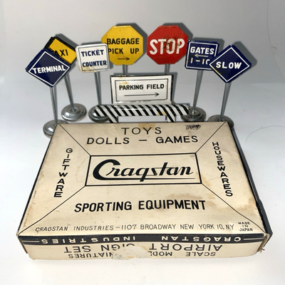 Cragstan Airport Tin Sign Set Scale Model Miniatures w/ Box ~ Made