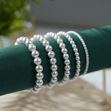 Classic Faux Pearl Beaded Stretch Bracelet for Women - Elegant Elastic Wristband