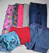 L 10-12 Girl Clothes Bundle: Bottoms Shorts Jeans Leggings - 8 ITEMS