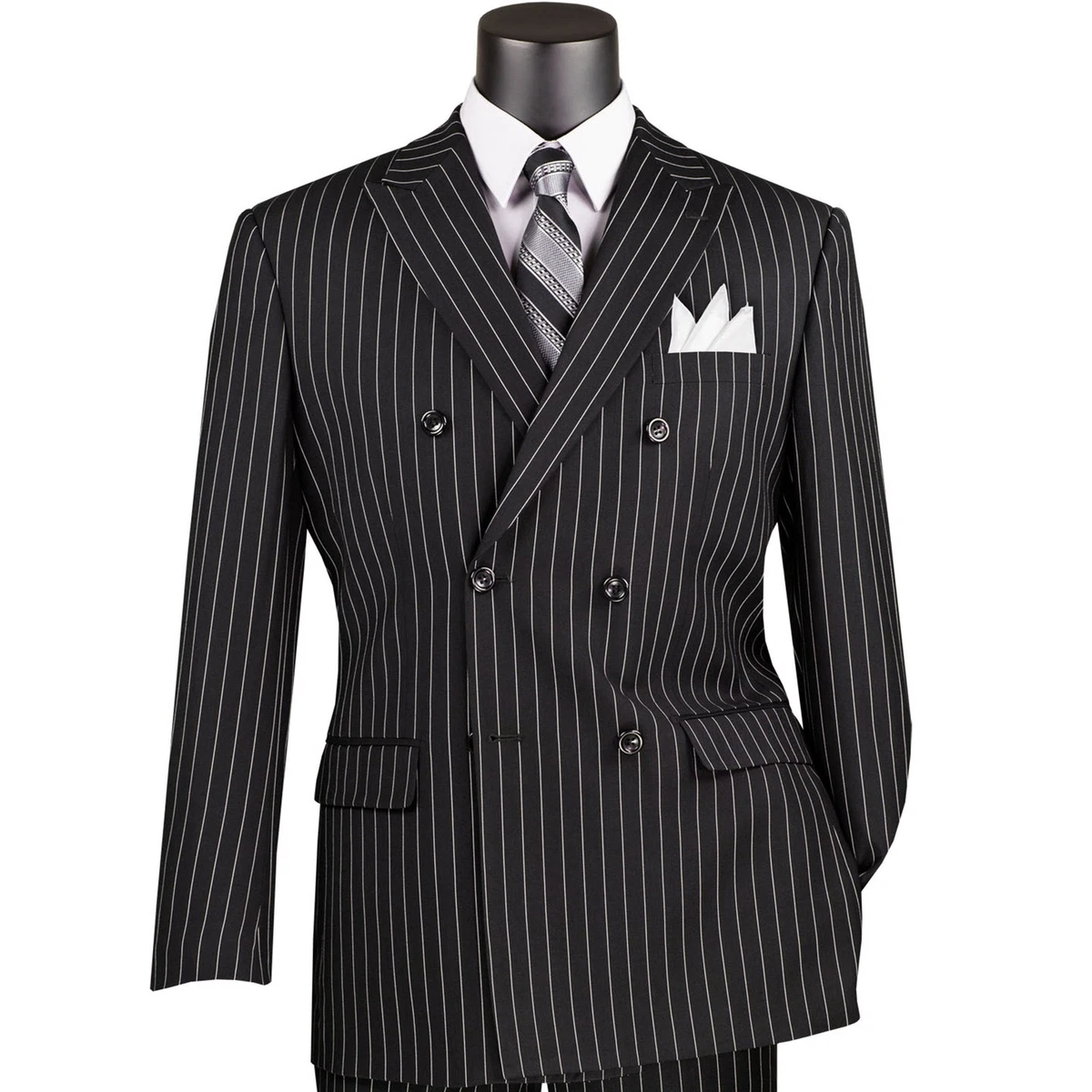 Black Double-Breasted Striped Suits & Blazers for Men for sale | eBay