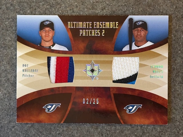 #’d 2/25 Roy Halladay * Vernon Wells 2007 Ultimate Ensemble Patch 2 Blue Jays