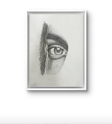 Charcoal Pencil Drawing Sketch Face Eye 9x12 paper Wall Art Home Decor Original