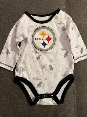 Pittsburgh Steelers Baby Bodysuit 0-3M Long Sleeve NFL Football Space Theme