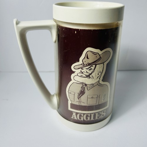 Taza térmica alta Texas A&M Aggies Ol Sarge Stein vintage años 70 algunas manchas - Imagen 3 de 6