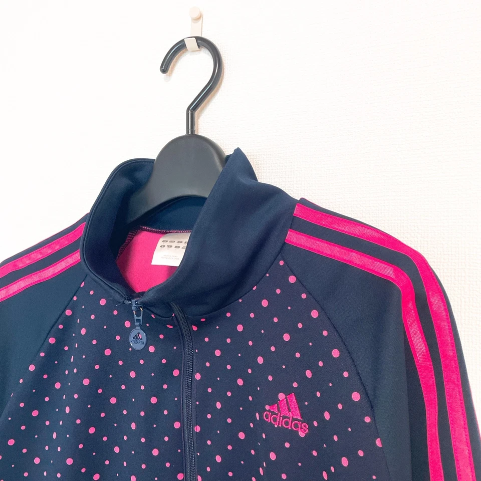 Adidas Activewear Jersey Chaqueta Lunares Pista Y2K Talla L Azul Marino Cremallera Completa Grunge Foto 4 de 4