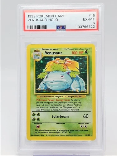 VENUSAUR 1999 POKEMON GAME BASE SET RARE HOLO 15/102 PSA 6 Q1518